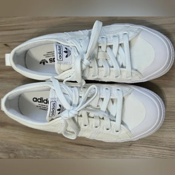 Adidas Nizza Women's White Canvas Platform Sneakers - Picture 2 of 8